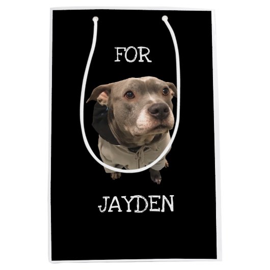 Pitbull Wearing Hoodie Gift Bag Medium Cadeauzakje (Voorkant)