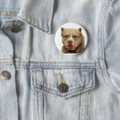 Pitbull Wearing Lipstick Button (In situ)