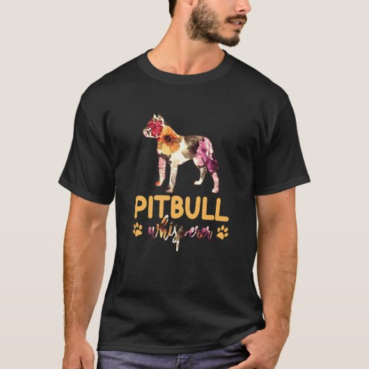 Pitbull Whisperer Flower Dog T-shirt (Voorkant)