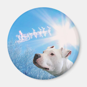 PItbull White Dog Kerstmis Magneet