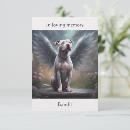 Pitbull White Memorial Gedicht Aangepaste Naam Sym Bedankkaart (Staand voorkant)