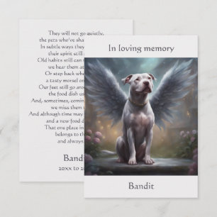 Pitbull White Memorial Gedicht Aangepaste Naam Sym Bedankkaart
