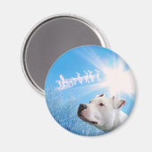 PItbull Witte Hond Kerstwens Magneet (Voorkant / Achterkant)