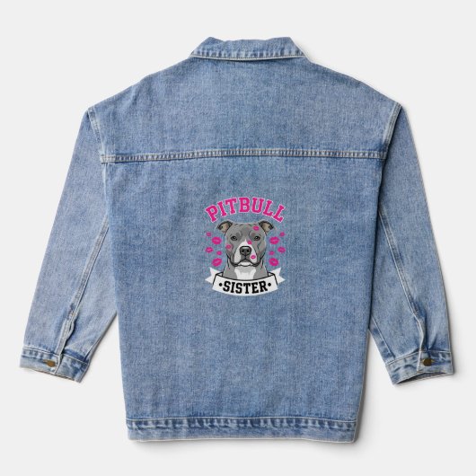 Pitbull Zus Hond Liefhebber Vector Design Denim Jacket (Achterkant)