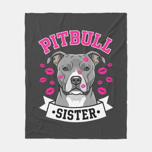 Pitbull Zus Hond Liefhebber Vector Design Fleece Deken (Voorkant)
