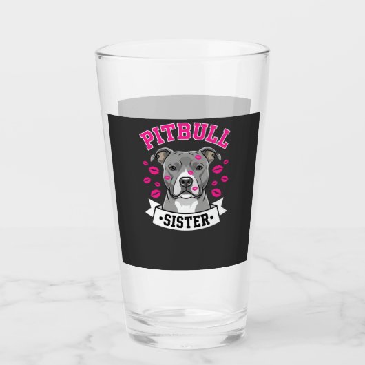 Pitbull Zus Hond Liefhebber Vector Design Glas (Voorkant)