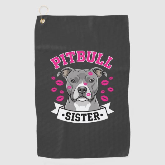 Pitbull Zus Hond Liefhebber Vector Design Golfhanddoek (Voorkant)