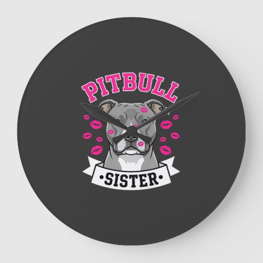 Pitbull Zus Hond Liefhebber Vector Design Grote Klok (Voorkant)