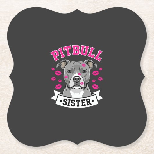 Pitbull Zus Hond Liefhebber Vector Design Kartonnen Onderzetters (Voorkant)
