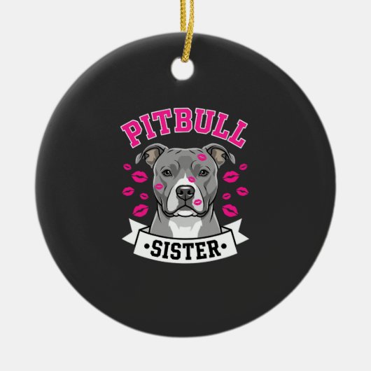 Pitbull Zus Hond Liefhebber Vector Design Keramisch Ornament (Voorkant)