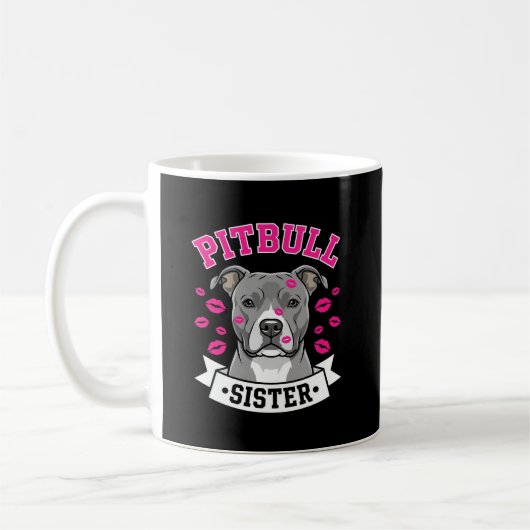 Pitbull Zus Hond Liefhebber Vector Design Koffiemok (Links)