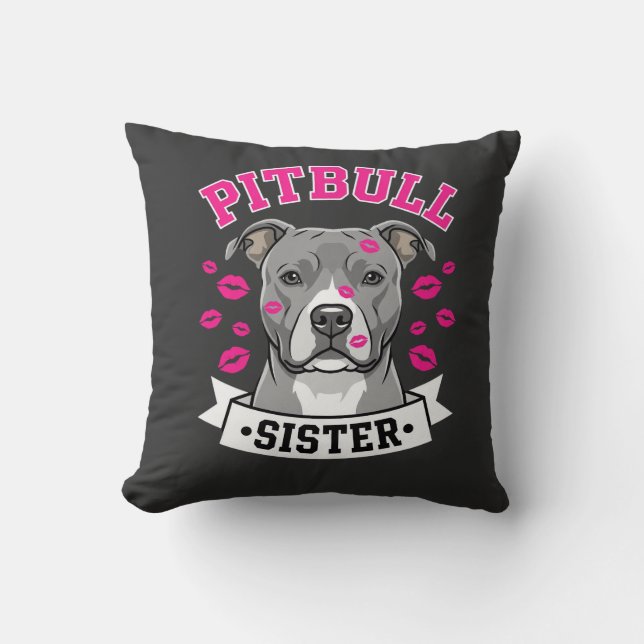 Pitbull Zus Hond Liefhebber Vector Design Kussen (Voorkant)