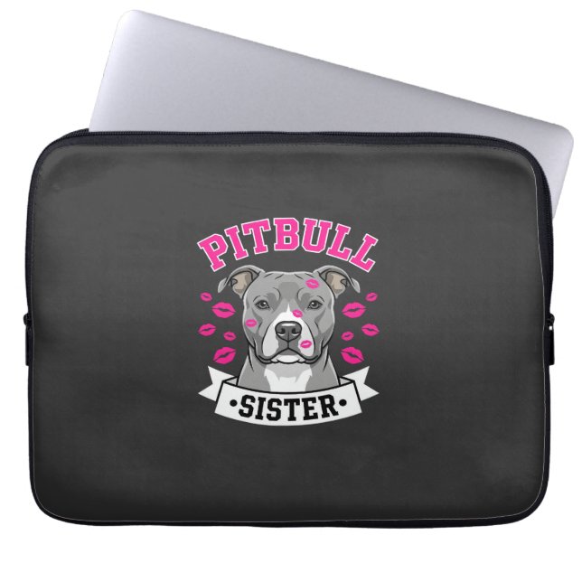 Pitbull Zus Hond Liefhebber Vector Design Laptop Sleeve (Voorkant)