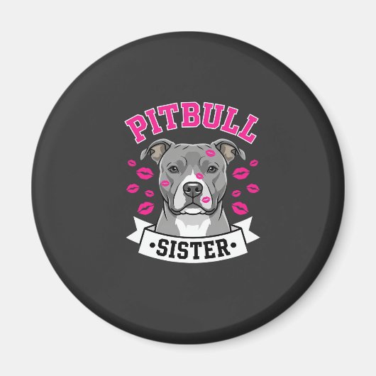 Pitbull Zus Hond Liefhebber Vector Design Magneet (Voorkant)