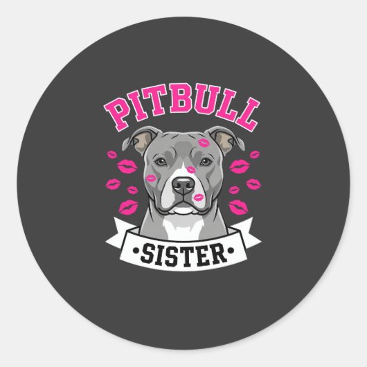 Pitbull Zus Hond Liefhebber Vector Design Ronde Sticker (Voorkant)