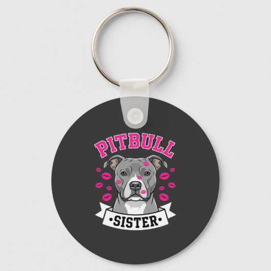 Pitbull Zus Hond Liefhebber Vector Design Sleutelhanger (Voorkant)