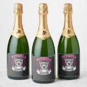 Pitbull Zus Hond Liefhebber Vector Design Sparkling Wijnetiket (Flessen)
