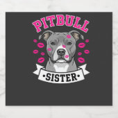 Pitbull Zus Hond Liefhebber Vector Design Sparkling Wijnetiket (Enkel label)