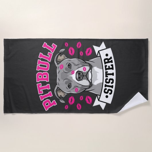 Pitbull Zus Hond Liefhebber Vector Design Strandlaken (Voorkant)
