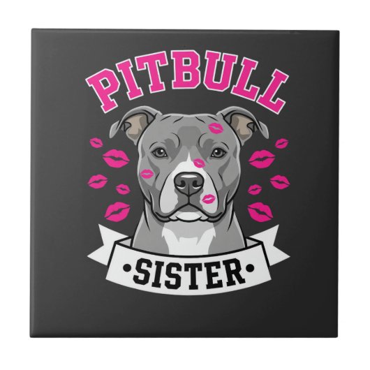 Pitbull Zus Hond Liefhebber Vector Design Tegeltje (Voorkant)