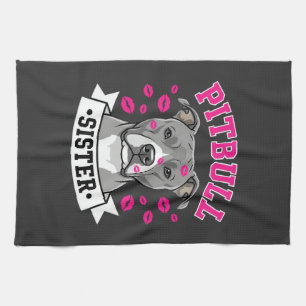 Pitbull Zus Hond Liefhebber Vector Design Theedoek