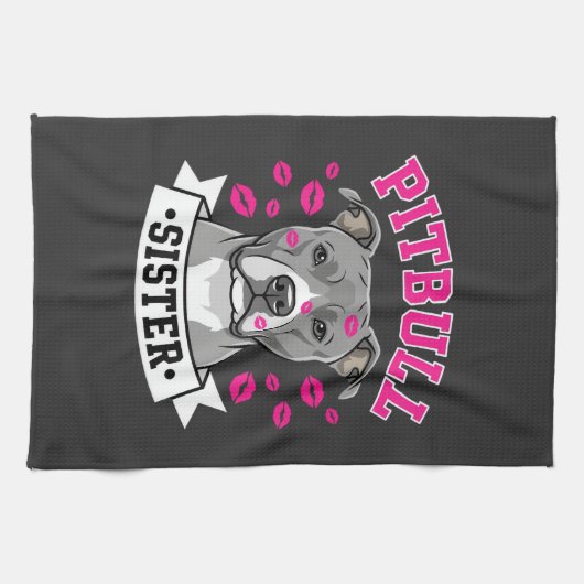 Pitbull Zus Hond Liefhebber Vector Design Theedoek (Horizontaal)