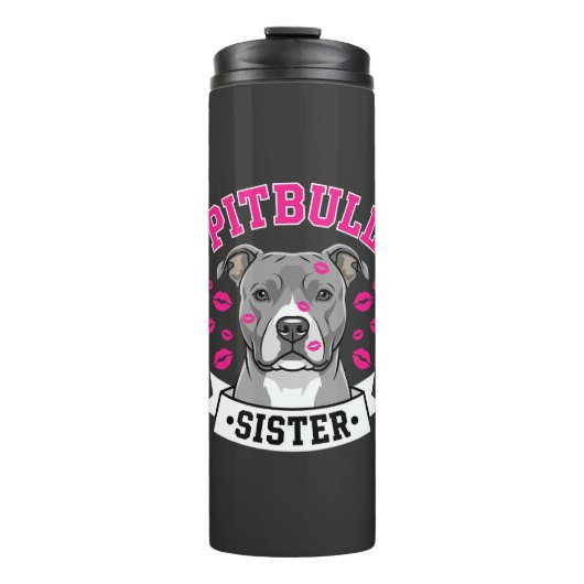 Pitbull Zus Hond Liefhebber Vector Design Thermosbeker (Voorkant)