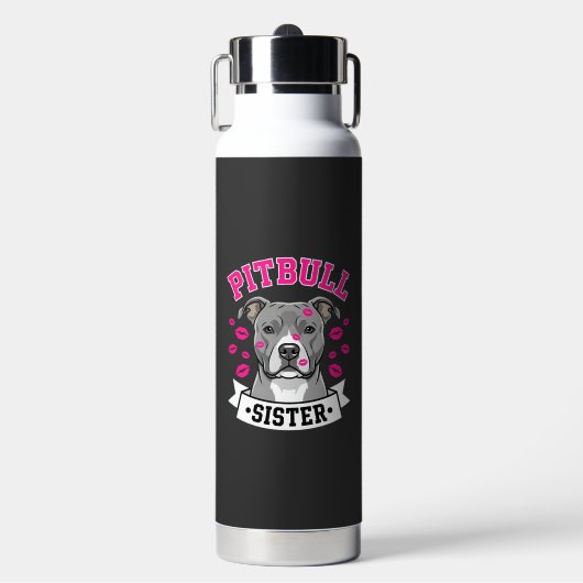 Pitbull Zus Hond Liefhebber Vector Design Waterfles (Voorkant)