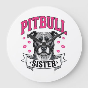 Pitbull Zus Vintage Hondenliefhebber Vectorontwerp Grote Klok