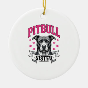 Pitbull Zus Vintage Hondenliefhebber Vectorontwerp Keramisch Ornament