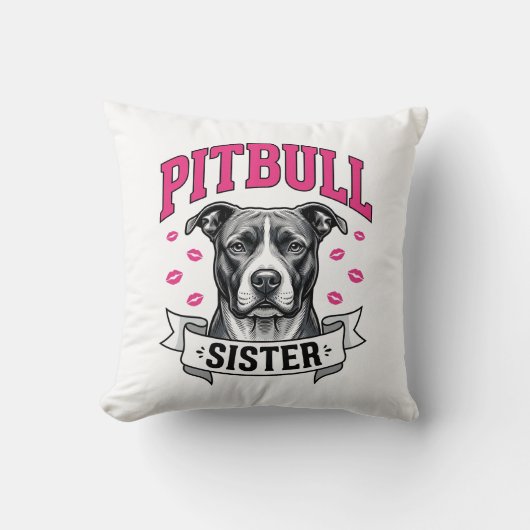 Pitbull Zus Vintage Hondenliefhebber Vectorontwerp Kussen (Voorkant)