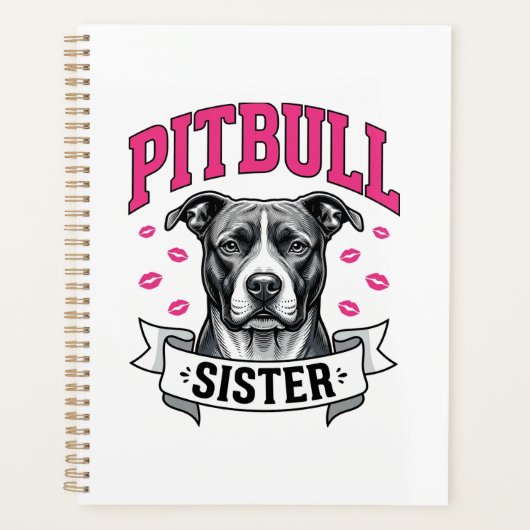Pitbull Zus Vintage Hondenliefhebber Vectorontwerp Planner (Voorkant)