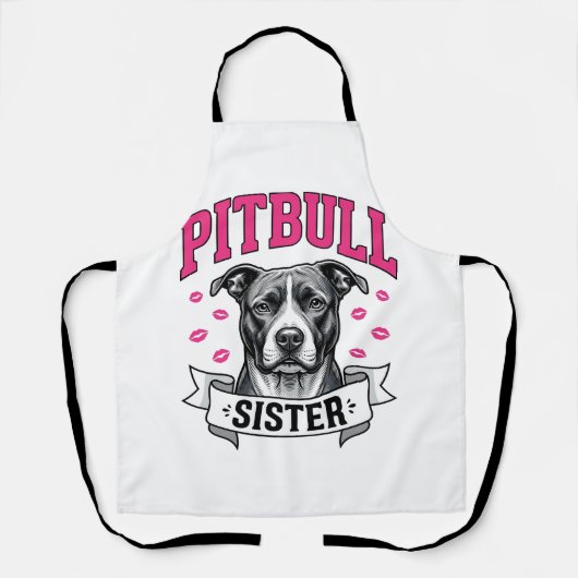 Pitbull Zus Vintage Hondenliefhebber Vectorontwerp Schort (Voorkant)