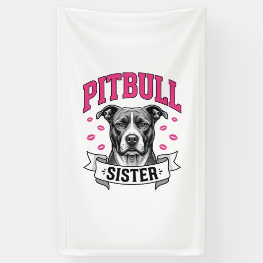 Pitbull Zus Vintage Hondenliefhebber Vectorontwerp Spandoek (Verticaal)