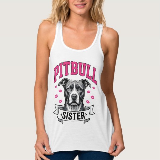 Pitbull Zus Vintage Hondenliefhebber Vectorontwerp Tanktop (Voorkant)