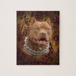Pitbullebruin tattoo legpuzzel
