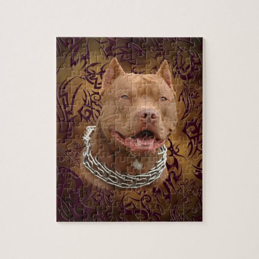 Pitbullebruin tattoo legpuzzel (Verticaal)