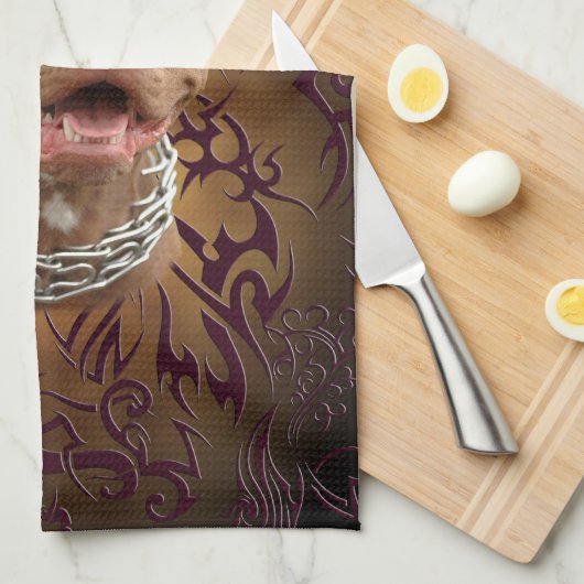 Pitbullebruin tattoo theedoek (Quarter Fold)