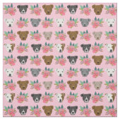 Pitbullegezichten roze floralen stof (Swatch)
