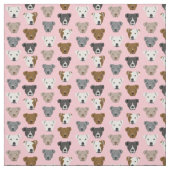 Pitbullegezichten roze hondroze stof (Swatch)