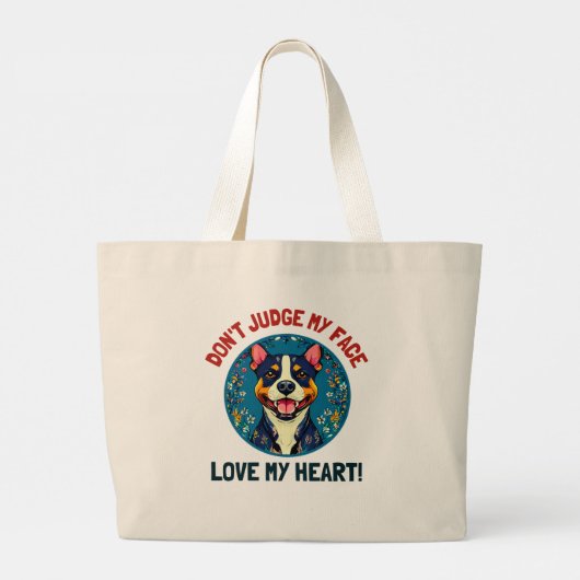 Pitbullehond Grote Tote Bag (Achterkant)