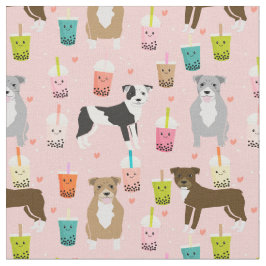 Pitbullehonden kawaii bubble tea roze stof