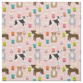 Pitbullehonden kawaii bubble tea roze stof (Swatch)