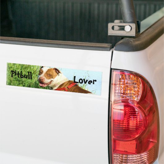 Pitbulleoverbumper Bumpersticker (Op Truck)