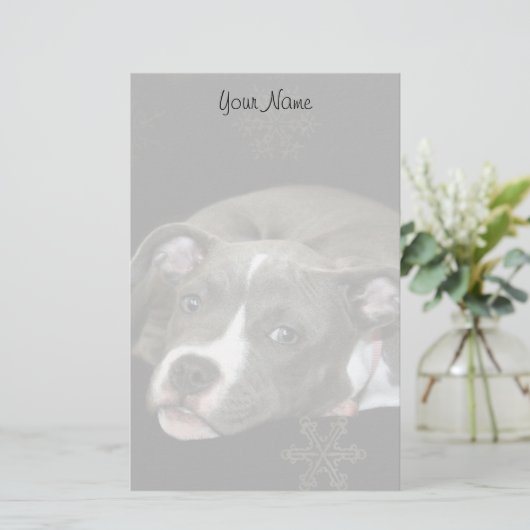 Pitbullpuppy briefpapier (Staand voorkant)