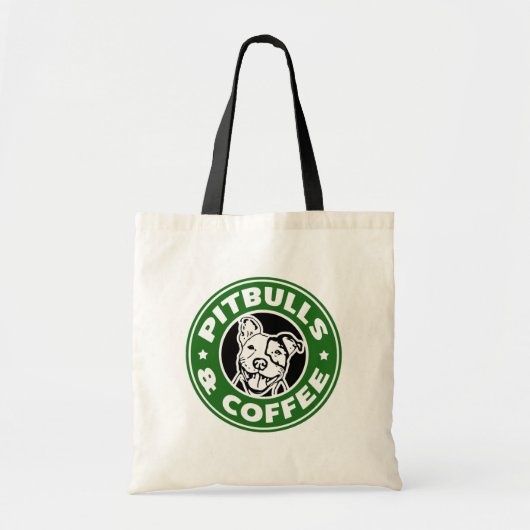 Pitbulls en Koffee Funny canvas tas vrouwen (Voorkant)