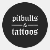 Pitbulls en Tattoos Funny Tattooed Dog Eigenaar Ronde Sticker (Voorkant)
