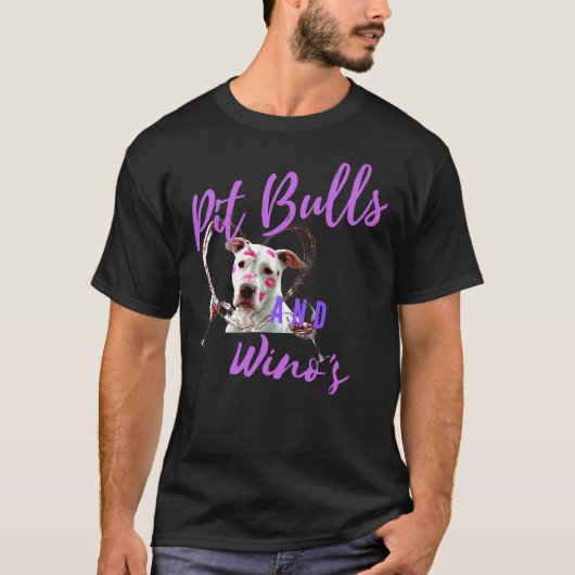 pitbulls en wijn t-shirt (Voorkant)