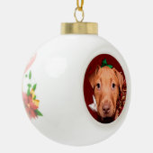 Pitbulppuppy Kerstmis Keramische Bal Ornament (Links)