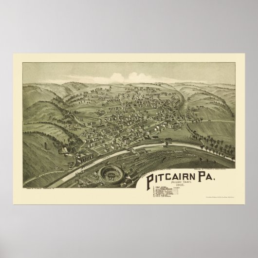 Pitcairn, PA Panorama Map - 1901 Poster (Voorkant)